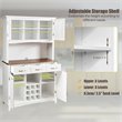 Costway Buffet & Hutch Kitchen Storage Cabinet Cupboard with Wine Rack in White