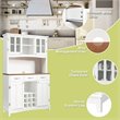 Costway Buffet & Hutch Kitchen Storage Cabinet Cupboard with Wine Rack in White