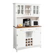 Costway Buffet & Hutch Kitchen Storage Cabinet Cupboard with Wine Rack in White