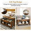 Costway Lift Top Solid Wood Coffee Table with Hidden Compartment in Coffee