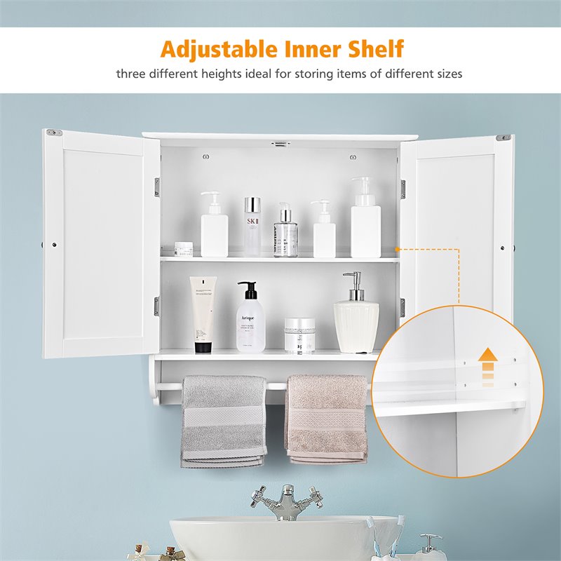 Costway Wall Mounted Bathroom Medicine Cabinet/Storage Cupboard in White