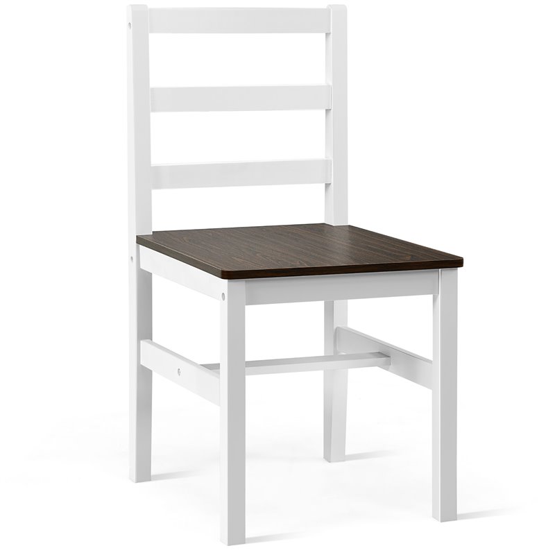 Costway 5-piece Compact Solid Wood Dining Set with Table & 4 Chairs in Walnut