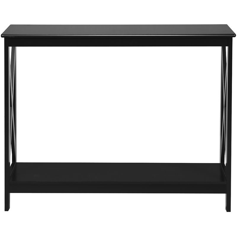 Costway 2-Tier X-Design Bookshelf Sofa Side Accent Console Table in Black