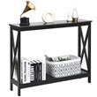 Costway 2-Tier X-Design Bookshelf Sofa Side Accent Console Table in Black