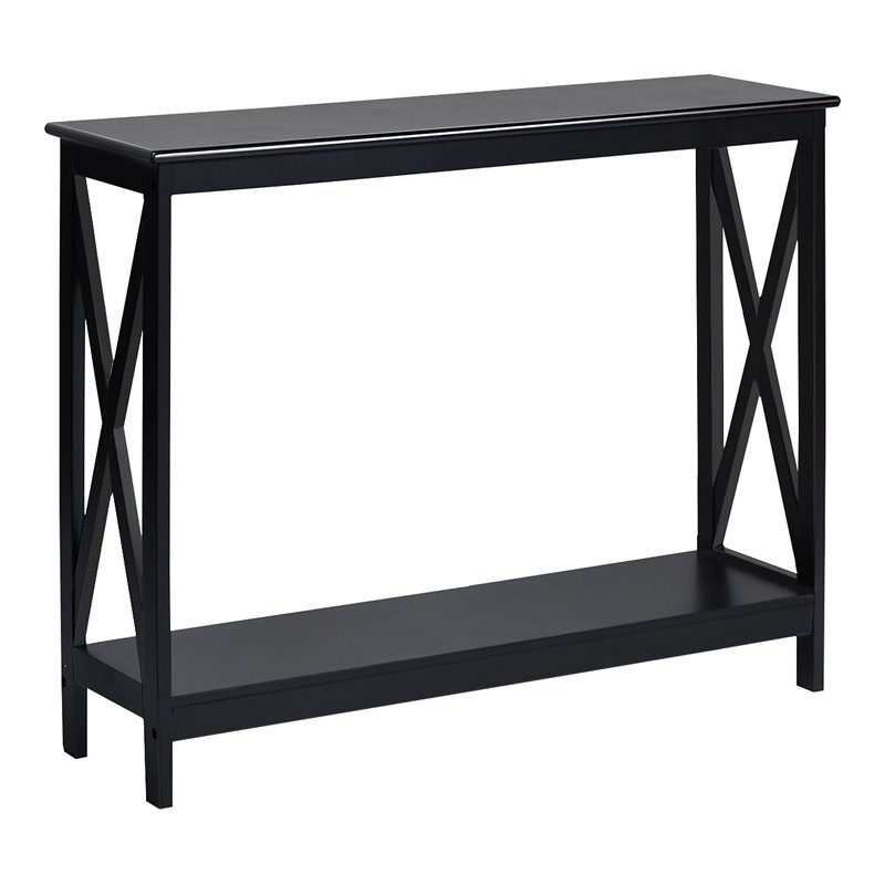 Costway 2-Tier X-Design Bookshelf Sofa Side Accent Console Table in Black