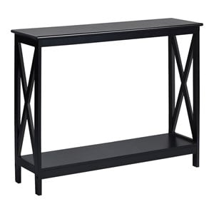 Costway 2-Tier X-Design Bookshelf Sofa Side Accent Console Table in Black