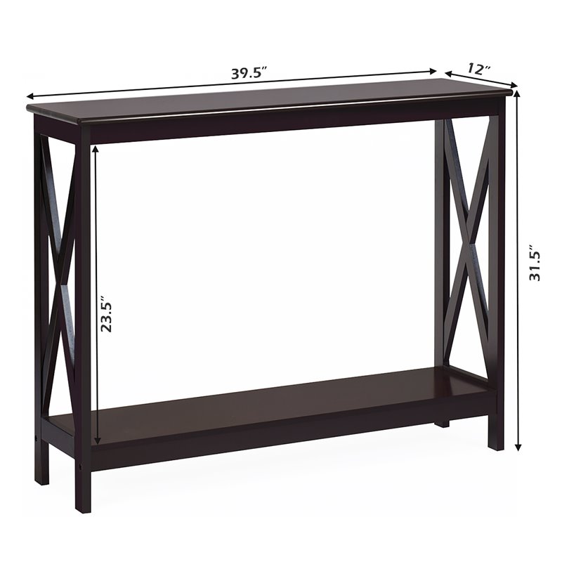 Costway 2-Tier X-Design Bookshelf Sofa Side Accent Console Table in Espresso