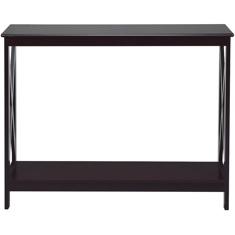 Costway 2-Tier X-Design Bookshelf Sofa Side Accent Console Table in Espresso