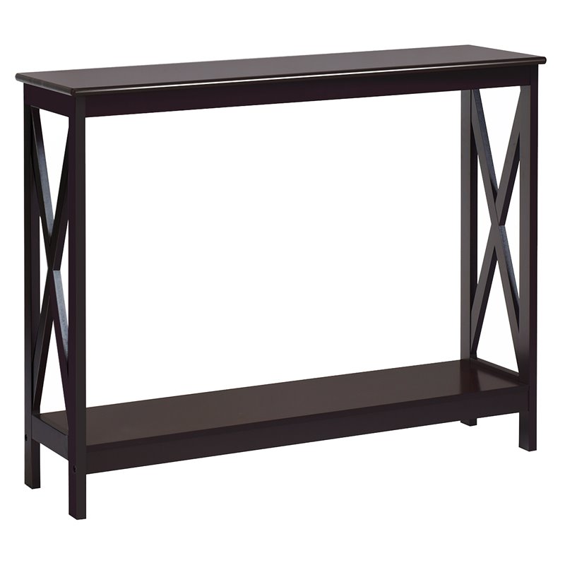 Costway 2-Tier X-Design Bookshelf Sofa Side Accent Console Table in Espresso