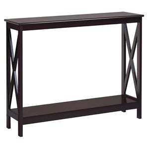 Costway 2-Tier X-Design Bookshelf Sofa Side Accent Console Table in Espresso