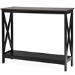Costway 2-Tier X-Design Bookshelf Sofa Side Accent Console Table in Natural