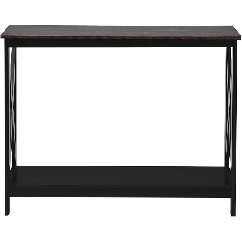 Costway 2-Tier X-Design Bookshelf Sofa Side Accent Console Table in Natural
