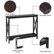 Costway 2-Tier X-Design Bookshelf Sofa Side Accent Console Table in Natural