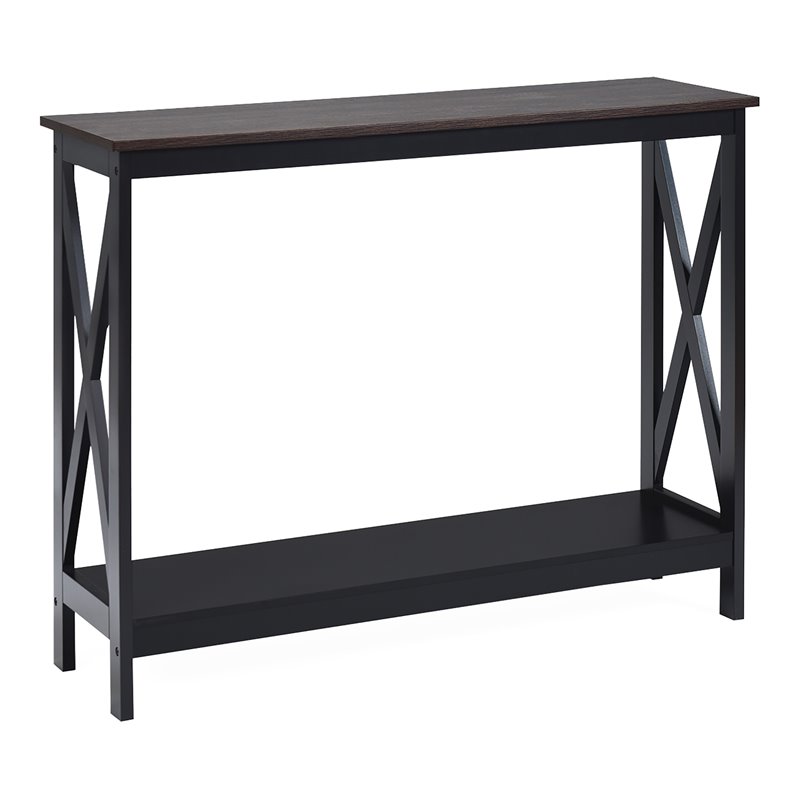 Costway 2-Tier X-Design Bookshelf Sofa Side Accent Console Table in Natural