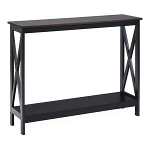 Costway 2-Tier X-Design Bookshelf Sofa Side Accent Console Table in Natural