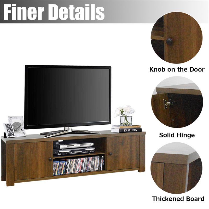 Costway Wood TV Stand for TV's up to 65'' with Storage Cabinets in Brown