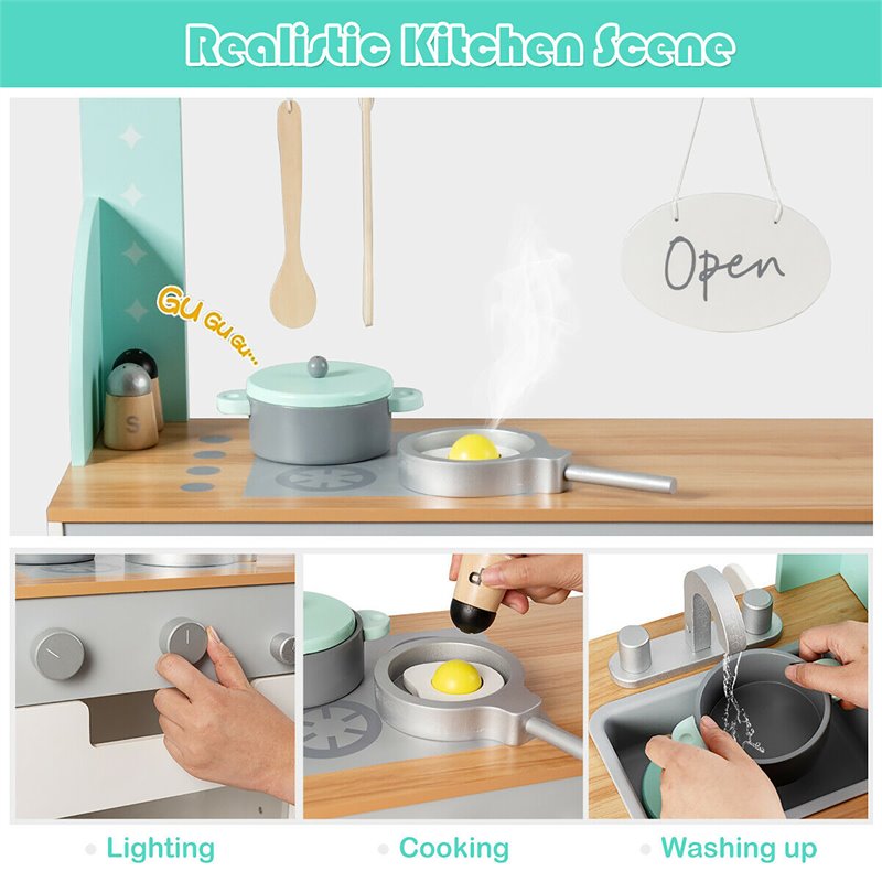 Costway 2-in-1 Kid Kitchen/Diner Restaurant Pretend Cooking Playset Toy in White