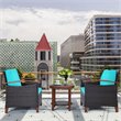 Costway 3-piece Rattan Patio Furniture Set with Wood Frame in Turquoise