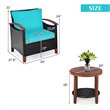 Costway 3-piece Rattan Patio Furniture Set with Wood Frame in Turquoise