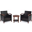Costway 3-piece Rattan Patio Furniture Set with Wood Frame in Turquoise