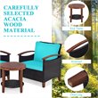 Costway 3-piece Rattan Patio Furniture Set with Wood Frame in Turquoise
