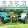 Costway 3-piece Rattan Patio Furniture Set with Wood Frame in Turquoise