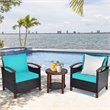 Costway 3-piece Rattan Patio Furniture Set with Wood Frame in Turquoise