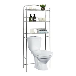 Costway 3-Tier Over The Toilet Metal Towel Rack Storage Organizer in Silver