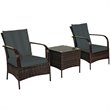 Costway 3-piece Wicker Rattan Patio Furniture Set with Cushions in Gray
