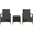 Costway 3-piece Wicker Rattan Patio Furniture Set with Cushions in Gray