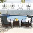 Costway 3-piece Wicker Rattan Patio Furniture Set with Cushions in Gray