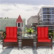 Costway 3-piece Wicker Rattan Patio Furniture Set with Cushions in Red