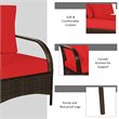 Costway 3-piece Wicker Rattan Patio Furniture Set with Cushions in Red