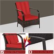 Costway 3-piece Wicker Rattan Patio Furniture Set with Cushions in Red