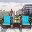 Costway 3-piece Wicker Rattan Patio Furniture Set with Cushions in Turquoise