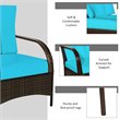 Costway 3-piece Wicker Rattan Patio Furniture Set with Cushions in Turquoise