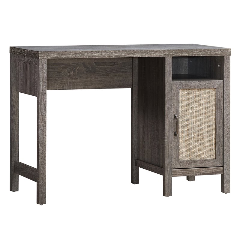 Costway Contemporary Wood Computer Desk with Storage Cabinet in Oak