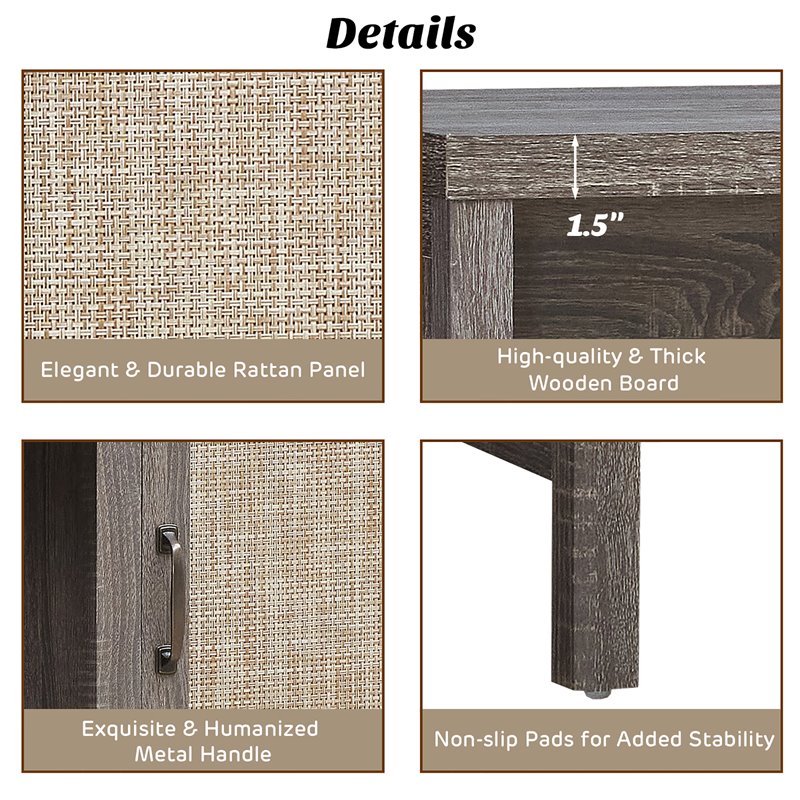 Costway Contemporary Wood Computer Desk with Storage Cabinet in Oak
