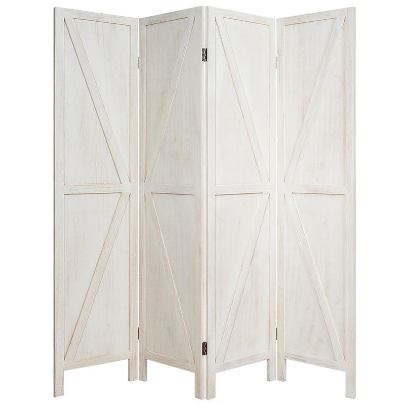 Costway 4-panel Wood Folding Room Divider with V-shaped Design in White