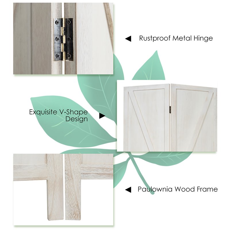 Costway 4-panel Wood Folding Room Divider with V-shaped Design in White