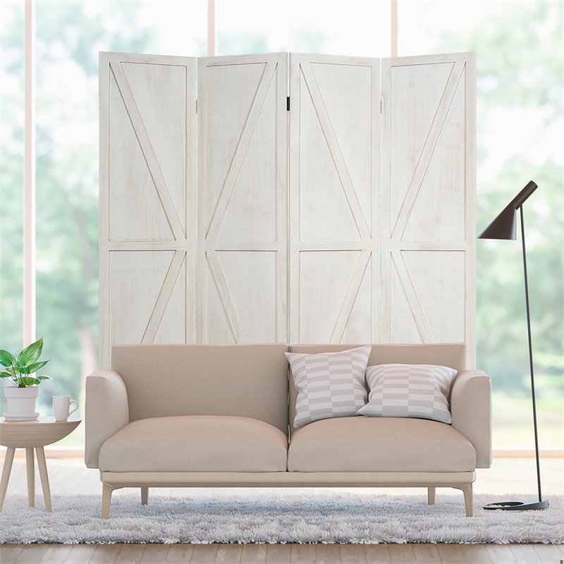 Costway 4-panel Wood Folding Room Divider with V-shaped Design in White