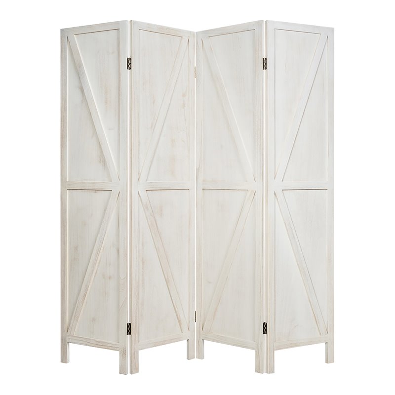 Costway 4-panel Wood Folding Room Divider with V-shaped Design in White