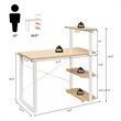 Costway Engineered Wood Computer Desk with Adjustable Bookshelf in Natural