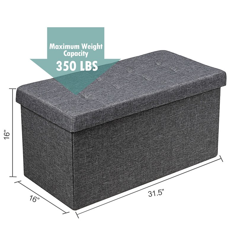 Costway 31.5'' Fabric Foldable Storage Ottoman Toy Chest in Dark Gray