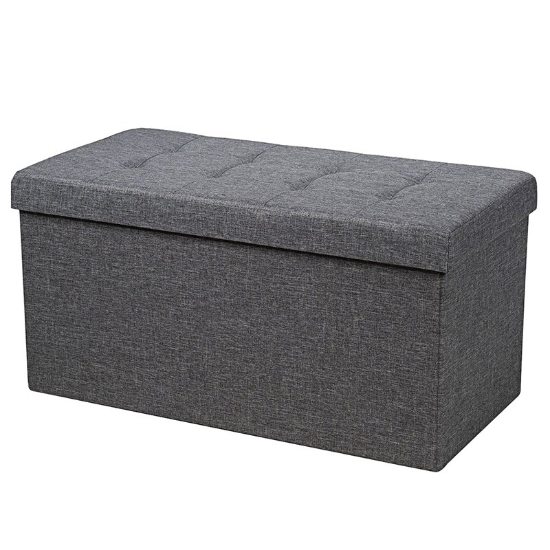 Costway 31.5'' Fabric Foldable Storage Ottoman Toy Chest in Dark Gray