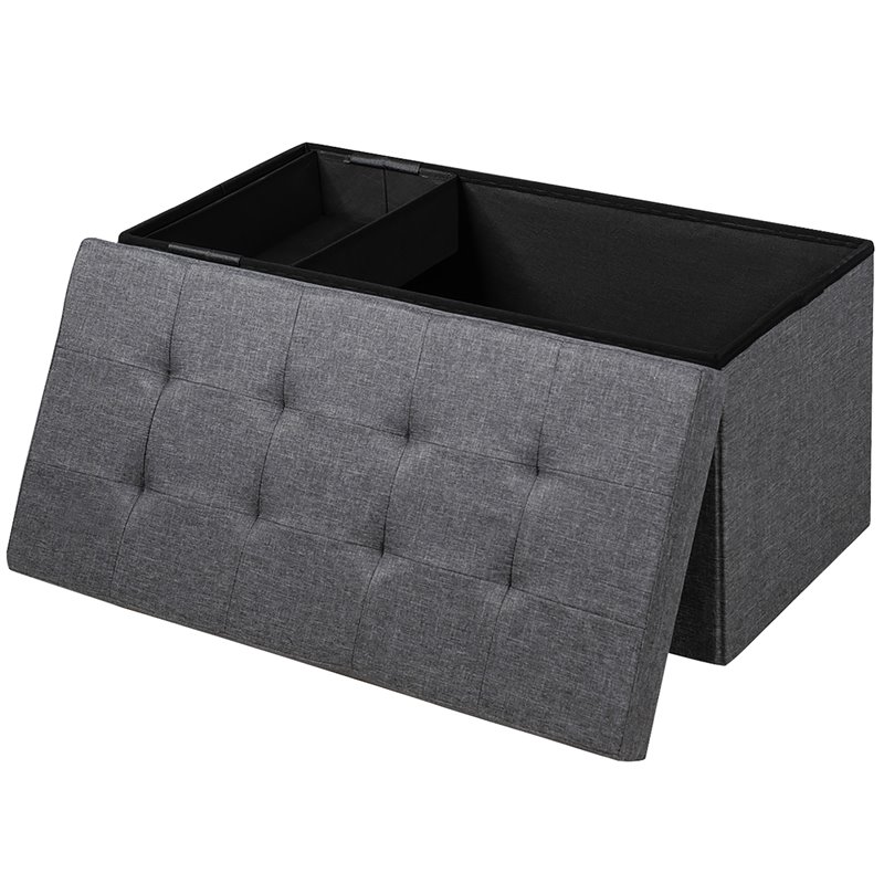 Costway 31.5'' Fabric Foldable Storage Ottoman Toy Chest in Dark Gray