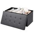 Costway 31.5'' Fabric Foldable Storage Ottoman Toy Chest in Dark Gray