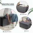 Costway 31.5'' Fabric Foldable Storage Ottoman Toy Chest in Dark Gray