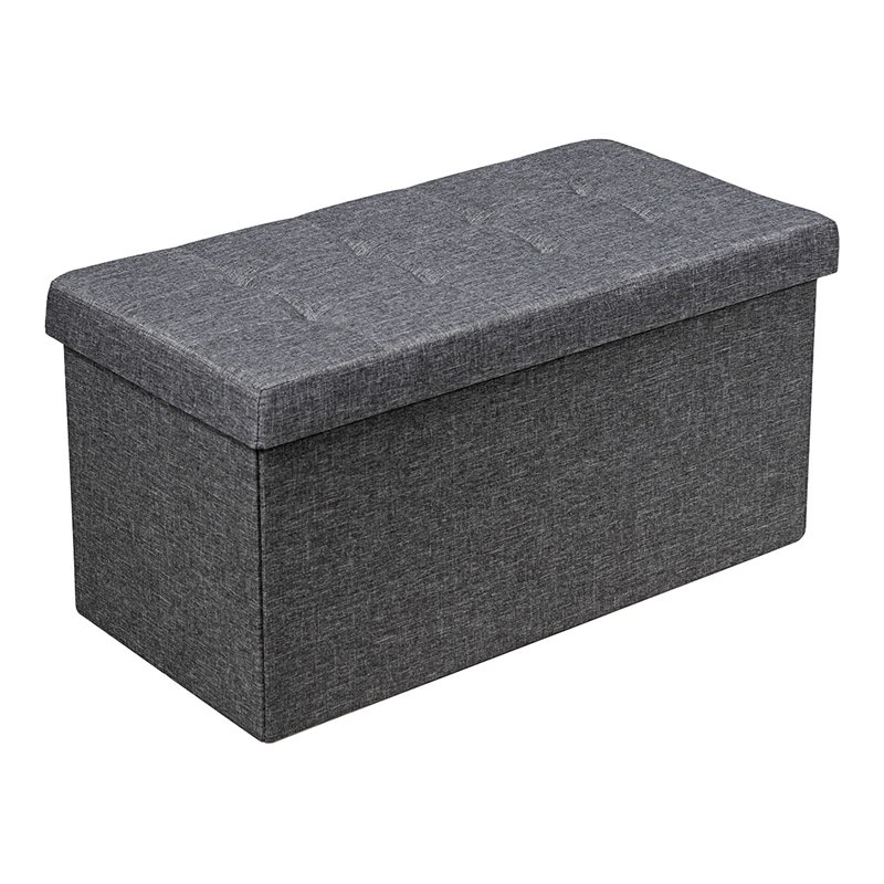 Costway 31.5'' Fabric Foldable Storage Ottoman Toy Chest in Dark Gray