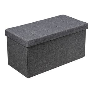 Costway 31.5'' Fabric Foldable Storage Ottoman Toy Chest in Dark Gray